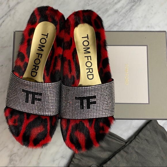 ❌SOLD❌Tom Ford Embellished Tf Slides Metallic fir - Picture 2 of 9